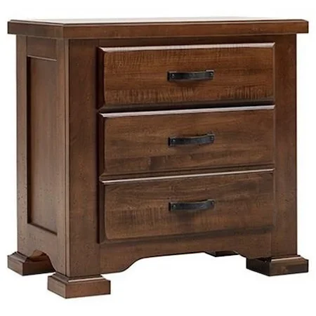 Solid Wood 2-Drawer Nightstand